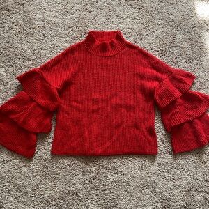 Red Sweater with Bell Sleeves